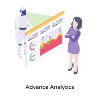 Isometrisches Symbol für erweiterte Analysen, Vektordesign vektor