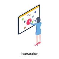digitalt nätverk, en isometrisk ikon för interaktion vektor