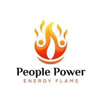 människor makt energi eld eller låga logotyp design vektor mall