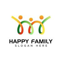 monoline färg lycklig familj logotyp design vektor mall
