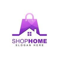 Shop-Home-Gradient-Logo. Immobilien-Logo der Geschäftsagentur. Design-Vektorvorlage für das Logo des Möbelgeschäfts vektor