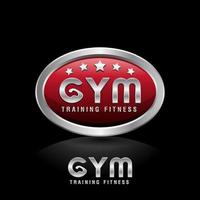 Fitnessstudio-Fitnesstraining-Logo mit Abzeichen-Logo. buchstabe g mit muskellogodesign-vektoremblem