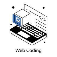 Isometrische Ikone der Webcodierung, farbiges Design vektor