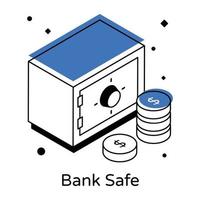 Symbol des modernen isometrischen Vektors des Banksafes vektor