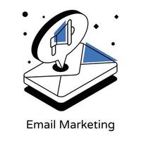 trendige isometrische ikone des e-mail-marketings vektor