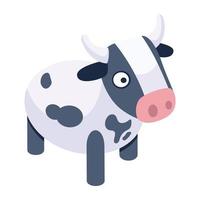 Haustier, eine isometrische Ikone der Kuh vektor