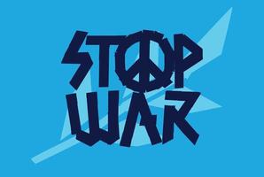 stoppen sie den krieg ausgeschnittenes design mit friedenszeichen. Anti-Kriegs-Protest-Plakatillustration in blauen Farben, editierbarer eps-Vektor