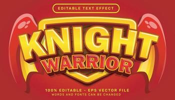 Knight Warrior 3D-Texteffekt und bearbeitbarer Texteffekt vektor