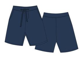 technische skizze sport shorts hosen design. Vorlage für Jungenkleidung. blaue Farbe. vektor