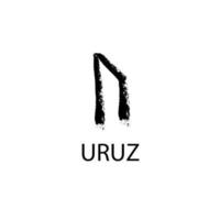 Rune Uruz. handgezeichnete Wachskreidestruktur, mystische, esoterische, okkulte, magische Glyphen. für Spielschnittstelle. vektor