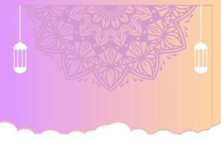 islamisk gradient bakgrundsvektordesign med arabisk mandala och moskédekoration för ramadan kareem dag eller eid muharram banner vektor