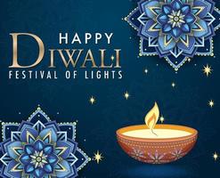 glad diwali festival av ljus affisch vektor