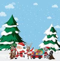 weihnachtsferien mit weihnachtsmann und geschenken vektor