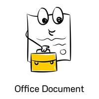 erstklassige handgezeichnete Ikone des Office-Dokuments vektor