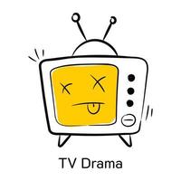 premium handritad ikon för tv-drama vektor