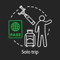 Symbol für das Kreidekonzept der Solo-Reise. Reisestil-Idee. Stadttouren. alleine reisen. Urlaubsziele. vektor isolierte tafelillustration