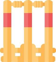 cricket stubbar platt design lång skugga färgikon. cricket wicket. grind i spelet. tre vertikala stolpar med bygel. sport lekplatsutrustning. utomhussportaktiviteter. vektor siluett illustration
