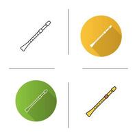 flöjt ikon. platt design, linjär och färgstilar. klarinett. isolerade vektorillustrationer vektor