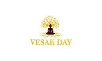 glad vesak dag eller buddha purnima logotypdesign vektor