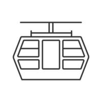 Seilbahn lineares Symbol. dünne Liniendarstellung. Kontursymbol. Vektor isoliert Umrisszeichnung