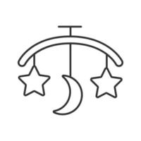 barnsäng karusell linjär ikon. tunn linje illustration. hängande skallra. kontur symbol. vektor isolerade konturritning