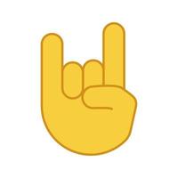 rock på gest färgikon. horn tecken emoji. djävulens fingrar. heavy metal handgest. isolerade vektor illustration