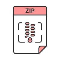 Farbsymbol für ZIP-Datei. Archivdateiformat. isolierte Vektorillustration vektor