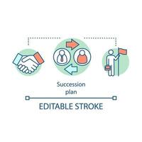 Symbol für das Konzept des Nachfolgeplans. aufgaben übertragen idee dünne illustration. Rekrutierungsprozess. Karriere Wachstum. Geschäftsstrategie. erfolgreiche Zusammenarbeit. Vektor isoliert Umrisszeichnung. editierbarer Strich