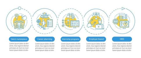 talanghantering vektor infographic mall. karriärplanering. affärspresentation designelement. datavisualisering med steg, alternativ. process tidslinjediagram. arbetsflödeslayout, linjära ikoner