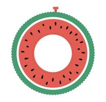 vektor uppblåsbar ring isolerad på vit bakgrund. livräddningscirkel i gummi. vattenmelon simning tillbehör. sommar clipart element. söt platt illustration för barn. semester strand objekt.