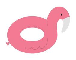 Vektor aufblasbarer Ring isoliert auf weißem Hintergrund. Gummi-Lebensretter-Kreis. rosafarbenes Flamingo-Badezubehör. Sommer-Clipart-Element. süße flache illustration für kinder. urlaub strand objekt.