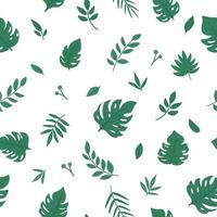 Vektor tropisches nahtloses Muster mit Monstera, Palme und Farnblättern. Dschungellaub Hintergrund wiederholen. hand gezeichneter flacher hintergrund der exotischen pflanzen. helle kindliche sommergrüne textur.