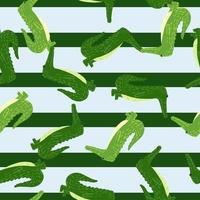 süßes krokodil nahtloses muster. Hintergrund mit lustigem Alligator im Doodle-Stil für Stoff. vektor