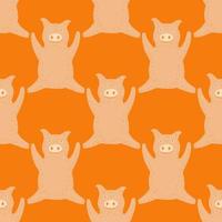 sömlösa mönster söta grisar. bakgrund av knubbig piggy i doodle stil. vektor