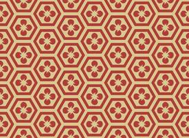 traditionelles asiatisches Hexagonmuster, nahtloses Fliesenvektordesign. Retro-inspiriertes orientalisches Design mit roten und goldenen Farben vektor