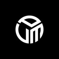pum-Brief-Logo-Design auf schwarzem Hintergrund. pum kreative Initialen schreiben Logo-Konzept. Pum-Brief-Design. vektor