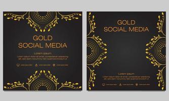guld blommig inläggsmall för sociala medier vektor
