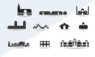 kleine stadtgruppe von häusern und wohnungen auf weißem hintergrund, vektorschablonenillustration vektor