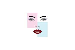 hübsche Schönheit Frau Mädchen Dame weibliches Gesicht für Make-up Kosmetik Spa Logo Design Vektor