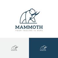 Großes Mammut-Elefanten-Eiszeit-Logo mit alter Tierlinie vektor