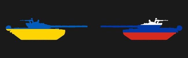 Ukraina vs Ryssland militär konflikt mellan ukrainskt och ryskt land och nation vektor