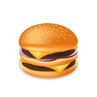 Hamburger oder Cheeseburger mit Fleisch- und Käse-Fast-Food-Mahlzeit vektor