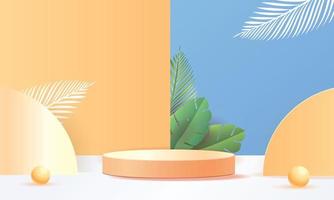 podium sommar tropisk minimal banner gul produkt vektor