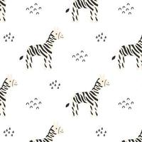 kindliches muster mit niedlichem zebra. handgezeichnetes muster mit zebra.vektorillustration. vektor