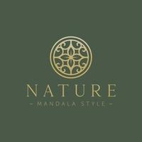 Natur-Mandala-Stil Linie Kunst-Abzeichen-Symbol-Logo vektor