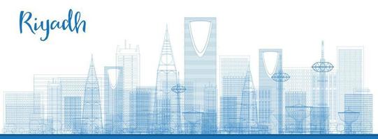 skizzieren Sie die Skyline von Riad mit blauen Gebäuden. vektor