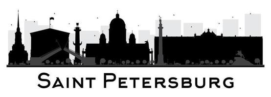 schwarz-weiße silhouette der skyline der stadt sankt petersburg. vektor