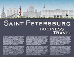 Sankt Petersburgs skyline med grå landmärken och kopieringsutrymme. vektor