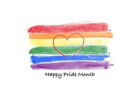 regnbågsflagga och hjärta illustration. lycklig pride månad. vektor