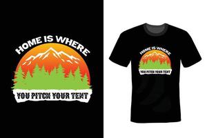 camping t-shirt design, vintage, typografi vektor